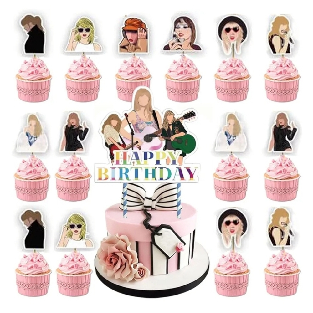 NWT 50 Pcs Singer Swiftie Cupcake Toppers, Singer Cake Decoration Inc Cake Tayor